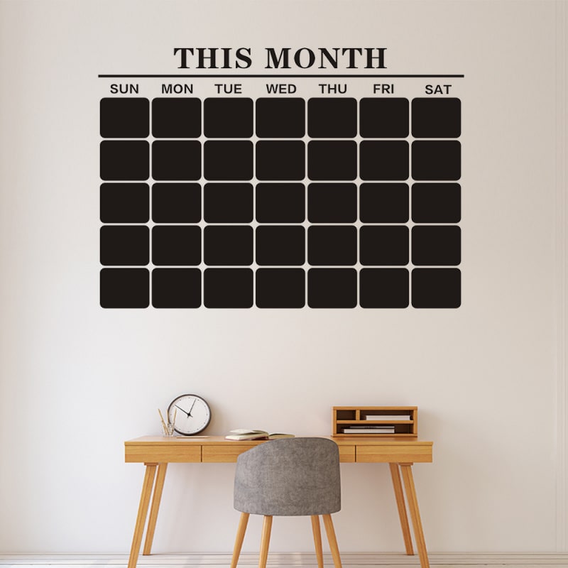 Kalender wallsticker tavle til kridt. ’This month’ kalender med Ugedage. 57x80cm Kalender wallsticker tavle til kridt. ’This month’ kalender med Ugedage. 57x80cm - Billede 5