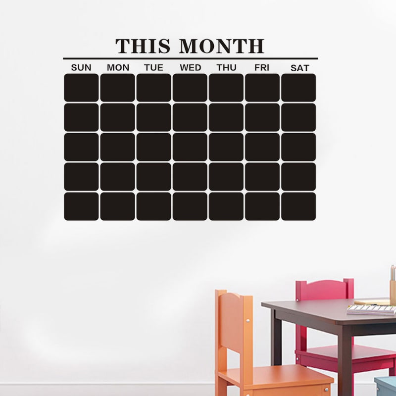Kalender wallsticker tavle til kridt. ’This month’ kalender med Ugedage. 57x80cm Kalender wallsticker tavle til kridt. ’This month’ kalender med Ugedage. 57x80cm - Billede 4