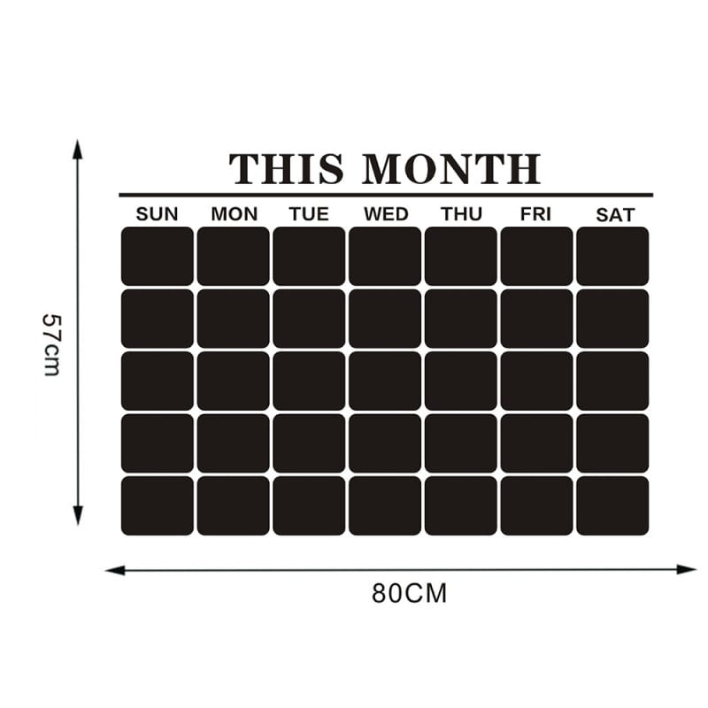 Kalender wallsticker tavle til kridt. ’This month’ kalender med Ugedage. 57x80cm Kalender wallsticker tavle til kridt. ’This month’ kalender med Ugedage. 57x80cm - Billede 6