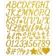 Alfabet klistermærker med elegante bogstaver, A til Z. Gold