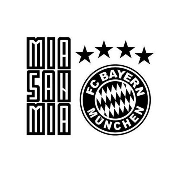 Billede af Fodbold wallsticker. Bayern Munchen logo og motto Mia San Mia.