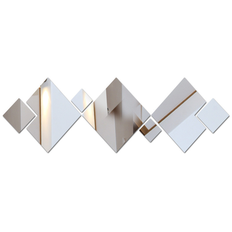 Billede af Kvadratiske spejle i forskellige størrelser. Selvklæbende akryl spejl klistermærker. 7 stk.