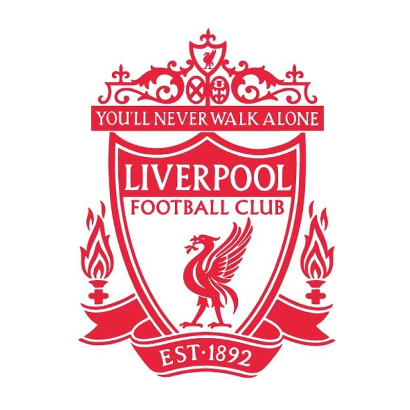 Liverpool wallsticker. Stort Liverpool logo som fodbold wallsticker. Rød.