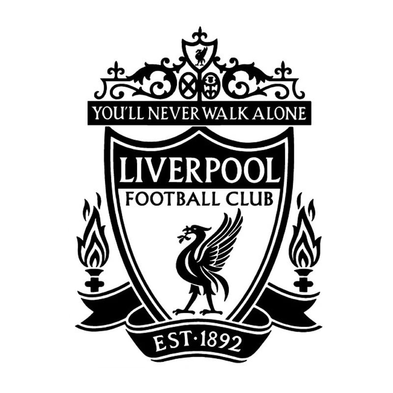 Liverpool wallsticker. Stort Liverpool logo som fodbold wallsticker. Sort.