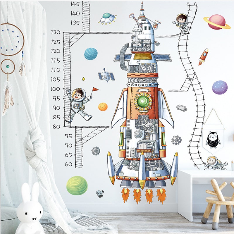 Rigtig flot Rumraket målebånds wallsticker. Højdemåler til rum-entusiasten op til 170cm Rigtig flot Rumraket målebånds wallsticker. Højdemåler til rum-entusiasten op til 170cm - Billede 2