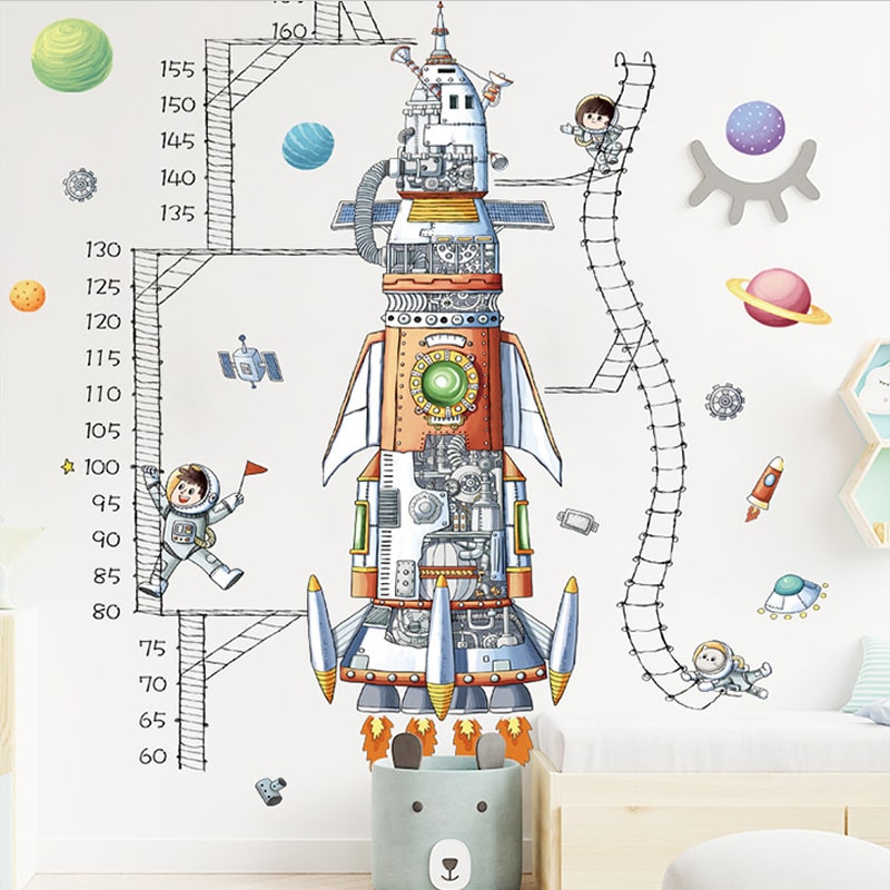 Rigtig flot Rumraket målebånds wallsticker. Højdemåler til rum-entusiasten op til 170cm Rigtig flot Rumraket målebånds wallsticker. Højdemåler til rum-entusiasten op til 170cm - Billede 3