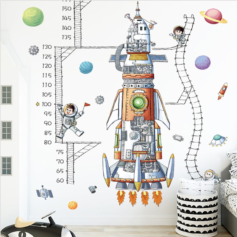 Rigtig flot Rumraket målebånds wallsticker. Højdemåler til rum-entusiasten op til 170cm Rigtig flot Rumraket målebånds wallsticker. Højdemåler til rum-entusiasten op til 170cm - Billede 4