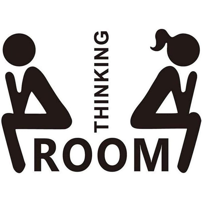 Billede af Toilet skilt - Thinking Room. Sjov toilet wallsticker med to tænkende personer.
