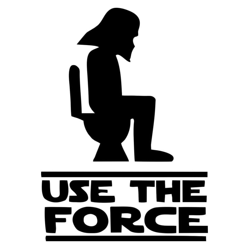 Billede af Sjovt Toilet skilt. Toilet wallsticker med Star Wars referencer. Use The Force.