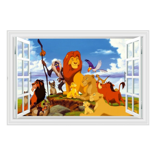 Billede af Løvernes Konge wallsticker. Vindue med hele familien. 60x90cm.