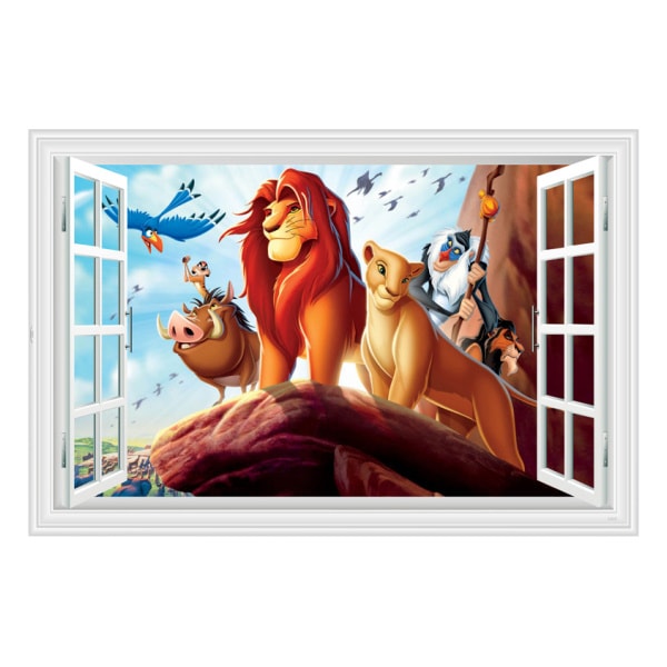 Billede af Løvernes Konge wallsticker. Vindue med Simba på Kongesletten.