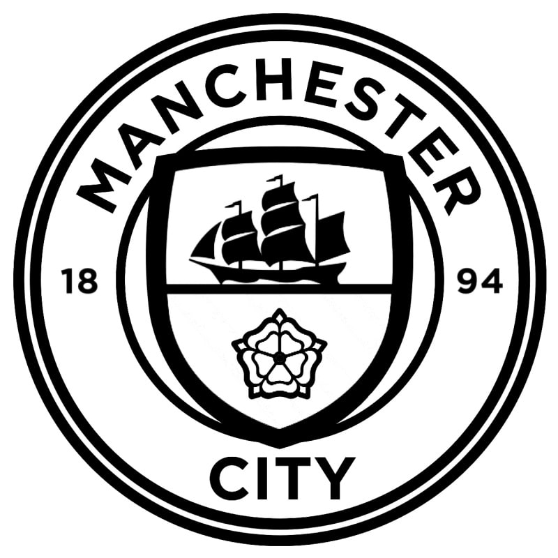 Manchester City wallsticker. Stort Man City logo som fodbold wallsticker. Sort.