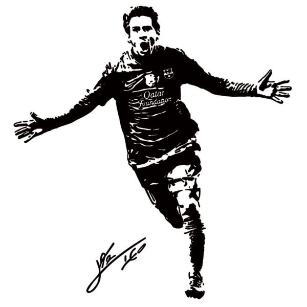 Billede af Messi scoring. Flot fodbold wallsticker. 60x57cm