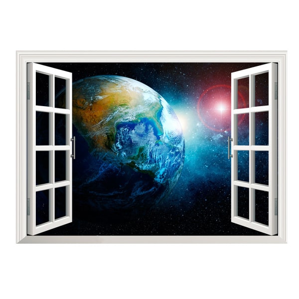 Billede af Vindue til universet. Wallsticker med fri udsigt til Jorden.